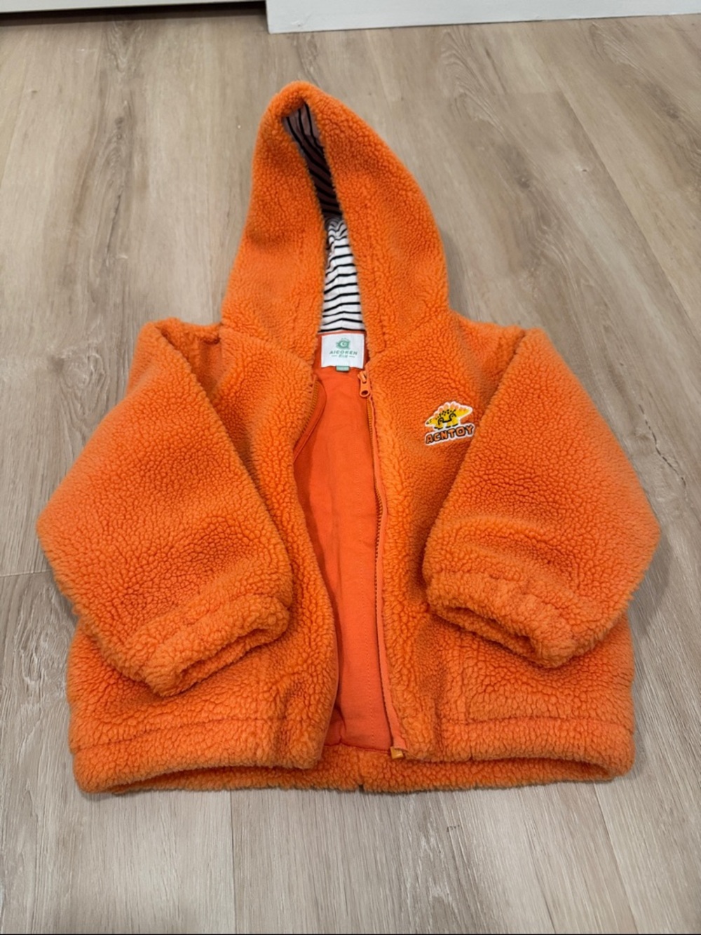 Aikoken Orange Sherpa Zip Hoodie Jacket with Hood